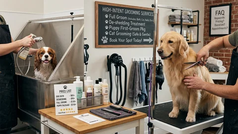 High-Intent Grooming Service Pages: From Dog Bath to Full Groom